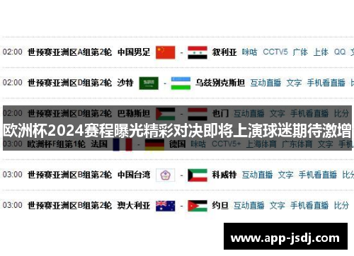 欧洲杯2024赛程曝光精彩对决即将上演球迷期待激增